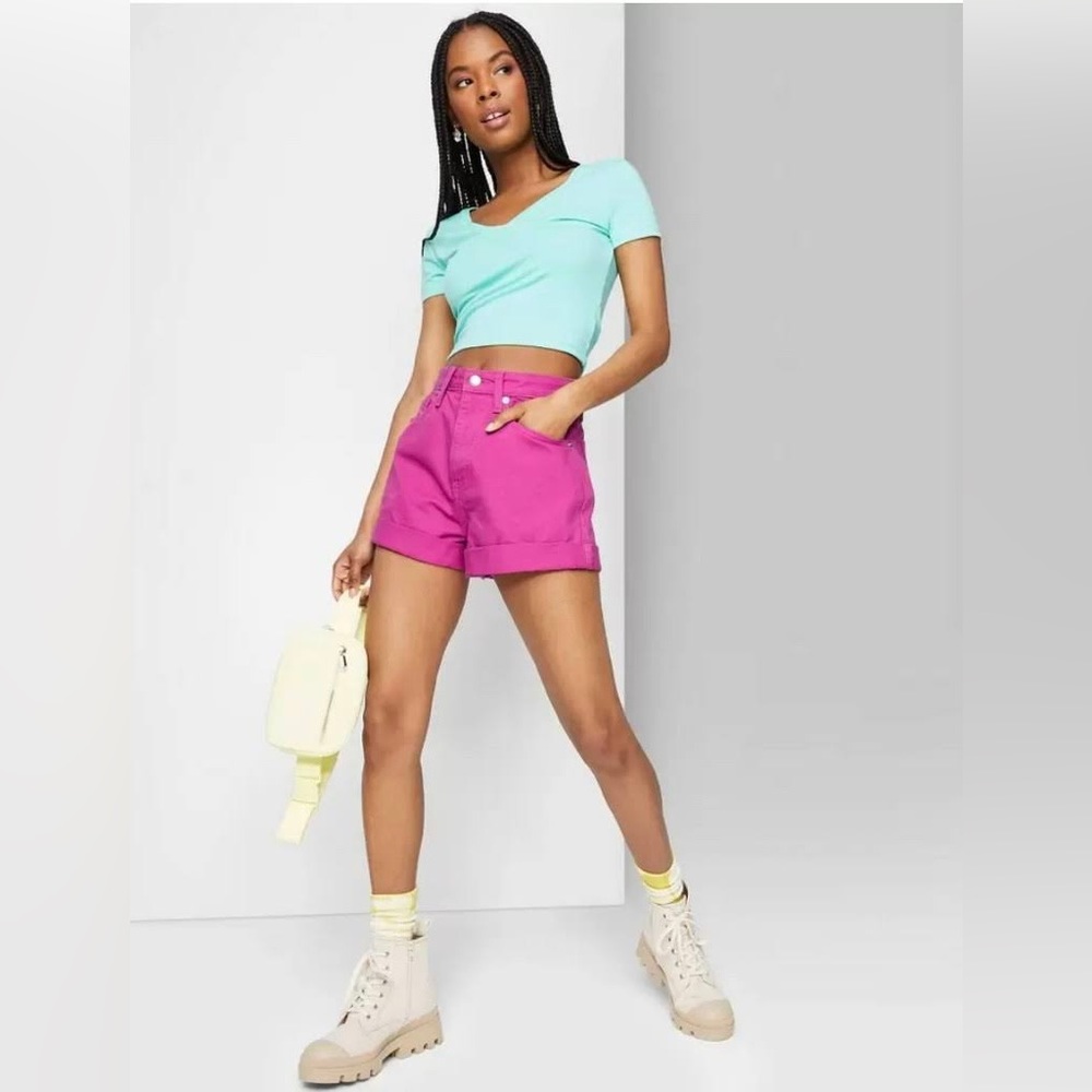 Super-High Rise Pink Denim Short